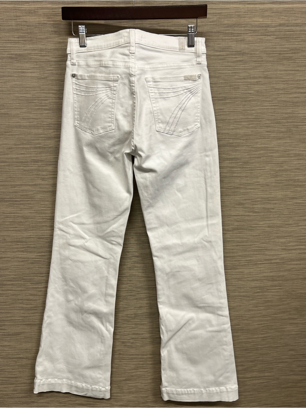 7 For All Mankind Slim Illusion Tailorless Dojo Boot Cut Jean White Women’s 28 - Picture 2 of 8